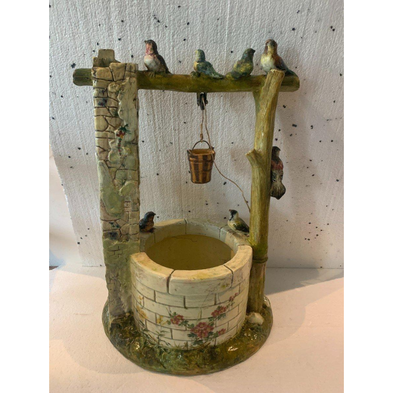 Delphin Massier for Vallauris "Bird Well" polychrome ceramic sculpture, early 20th century