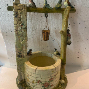 Delphin Massier for Vallauris "Bird Well" polychrome ceramic sculpture, early 20th century