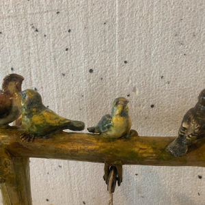 Delphin Massier voor Vallauris "Vogelput", polychrome keramische sculptuur, begin 20e eeuw