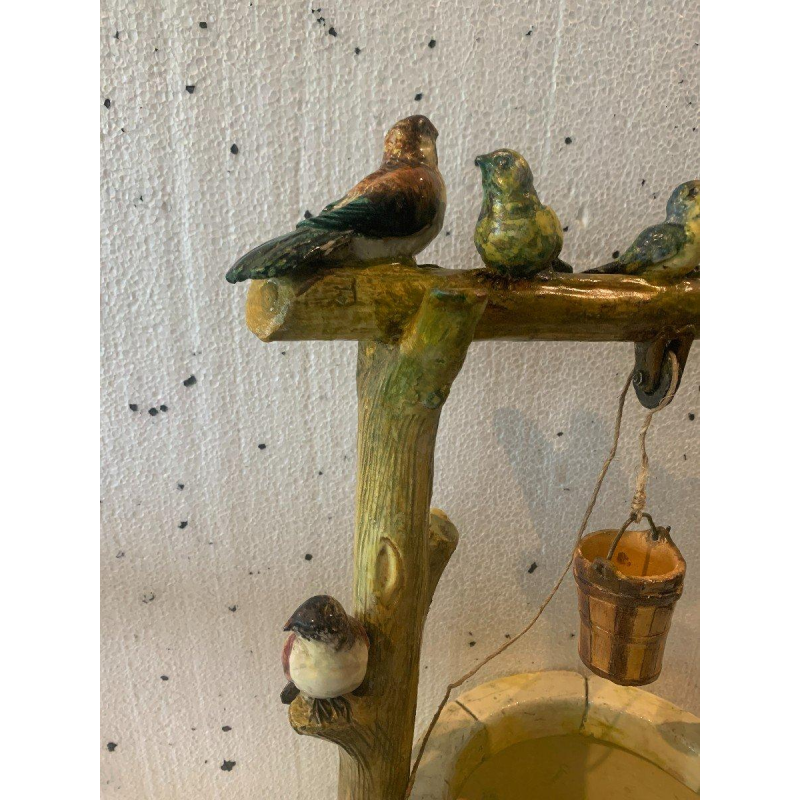 Delphin Massier pour Vallauris "Puits aux oiseaux" sculpture céramique polychrome, début XXe siècle