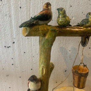 Delphin Massier for Vallauris "Bird Well" polychrome ceramic sculpture, early 20th century