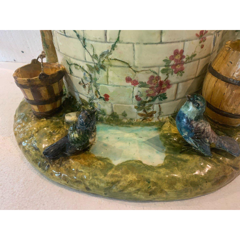 Delphin Massier voor Vallauris "Vogelput", polychrome keramische sculptuur, begin 20e eeuw