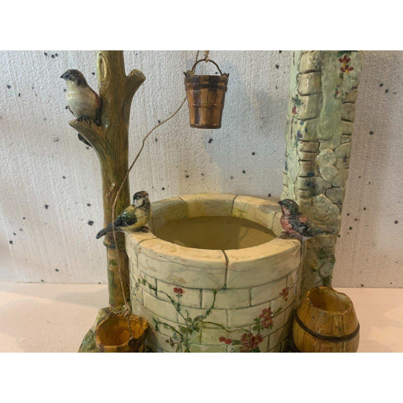 Delphin Massier for Vallauris "Bird Well" polychrome ceramic sculpture, early 20th century