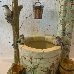 Delphin Massier for Vallauris "Bird Well" polychrome ceramic sculpture, early 20th century