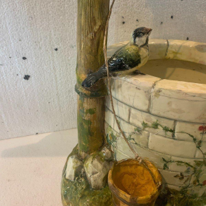 Delphin Massier for Vallauris "Bird Well" polychrome ceramic sculpture, early 20th century