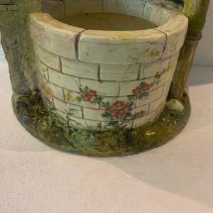 Delphin Massier for Vallauris "Bird Well" polychrome ceramic sculpture, early 20th century