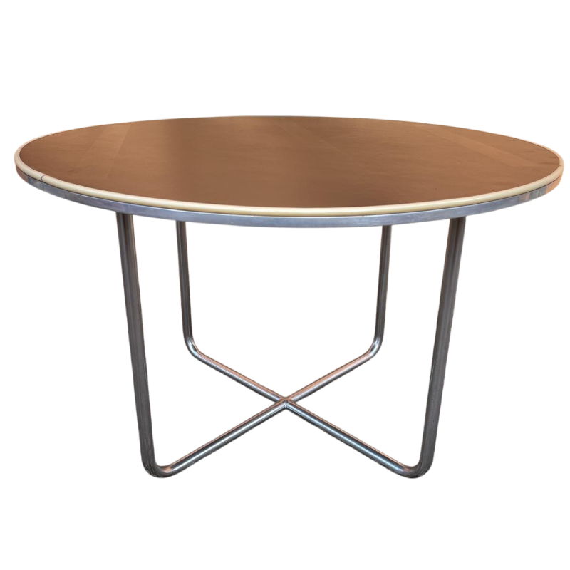 WILLEM HENDRIK GISPEN, round Art Deco Modernist coffee table, tubular steel structure, Bauhaus style ca 1930
