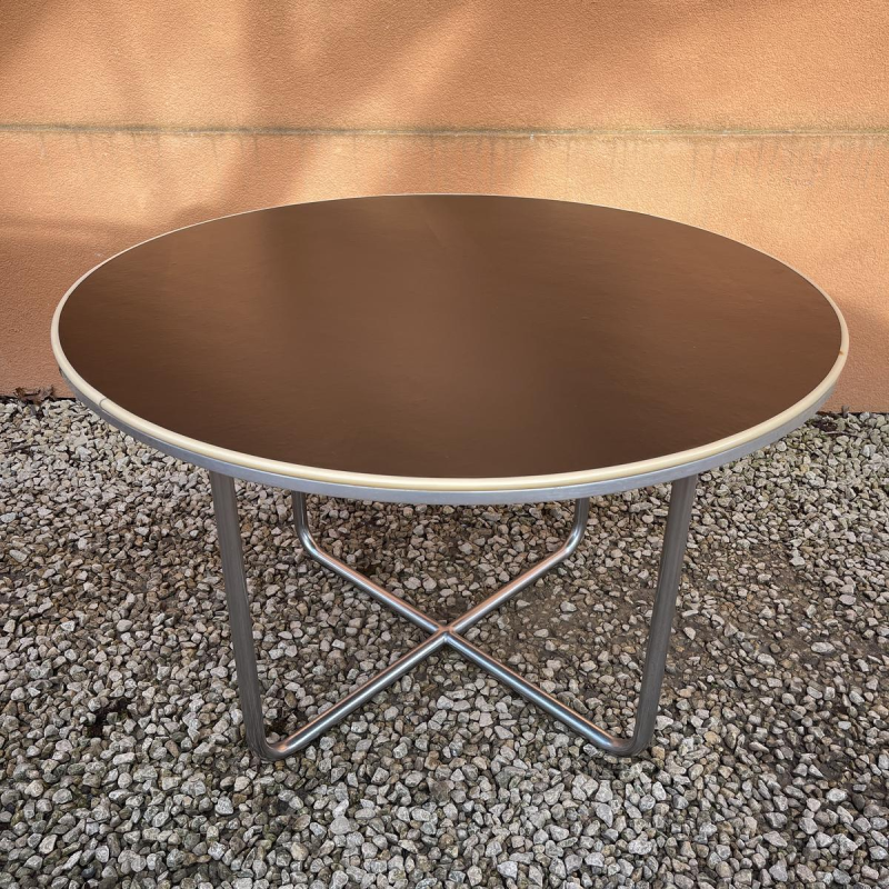 WILLEM HENDRIK GISPEN, round Art Deco Modernist coffee table, tubular steel structure, Bauhaus style ca 1930