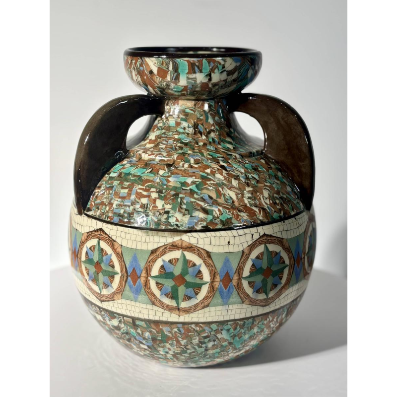 Jean Gerbino for Vallauris, rare ceramic vase with three handles, France, 20th century