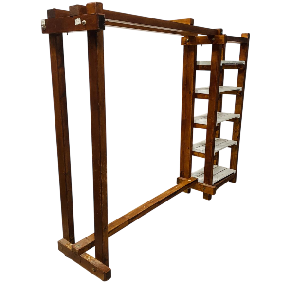 Porte manteau / étagère architecturale en sapin massif, XXe siècle