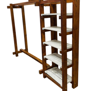 Architectural coat rack/shelf in solid fir, 20th century