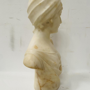 Sculpture "Bust of a Young Girl" carved white marble, 20th century