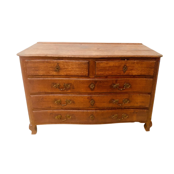 Commode Louis XV en chêne massif comportant cinq tiroirs, XVIIIe siècle
