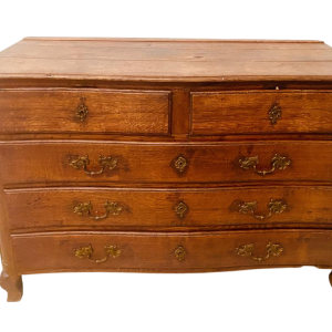 Louis XV style chest of drawers in solid oak with five drawers, 18th century
