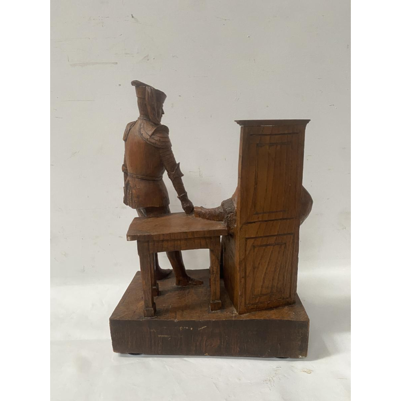 Sculpture depicting two prominent figures, carved wood, 20th century