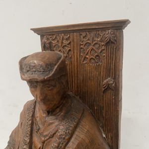 Sculpture représentant deux notables, bois sculpté, XX siècle