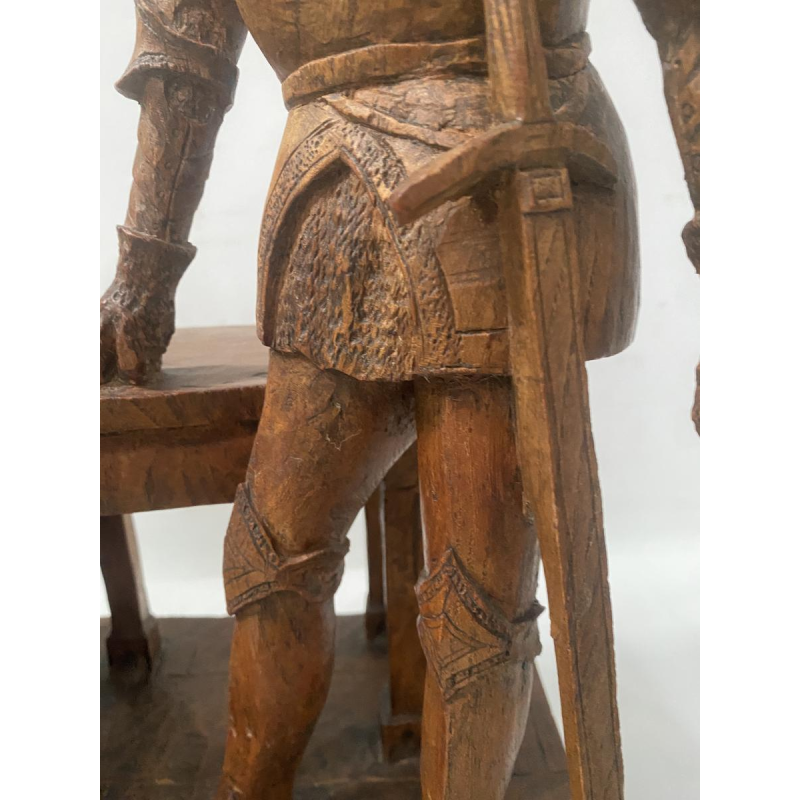 Sculpture depicting two prominent figures, carved wood, 20th century