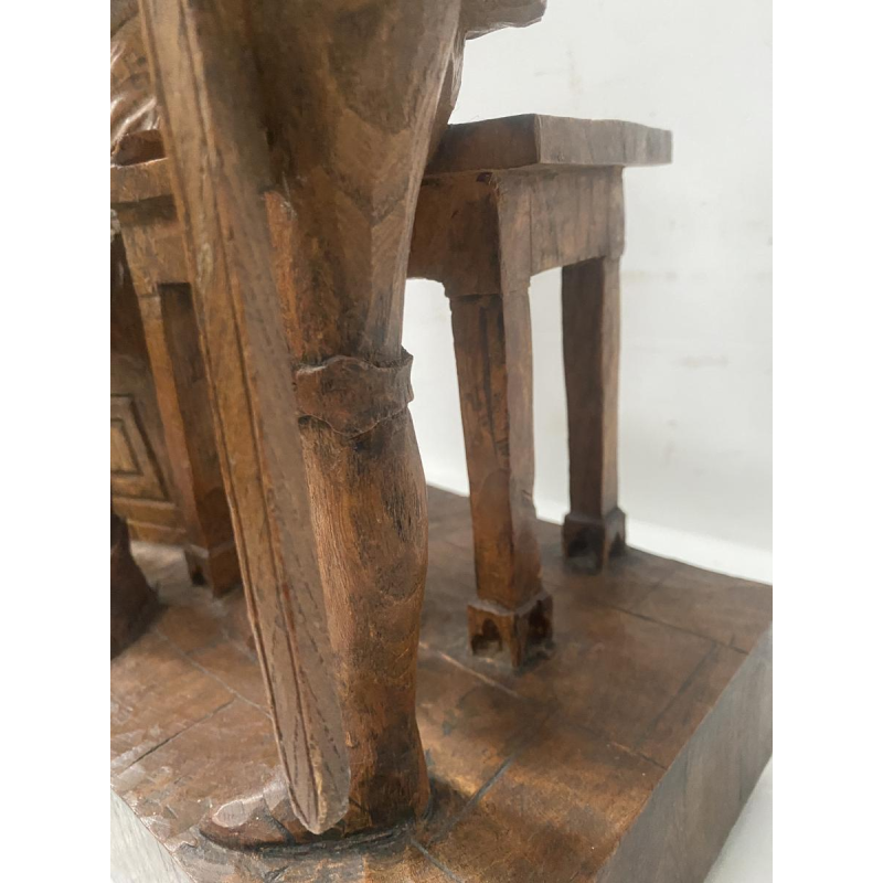 Sculpture depicting two prominent figures, carved wood, 20th century