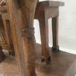 Sculpture depicting two prominent figures, carved wood, 20th century