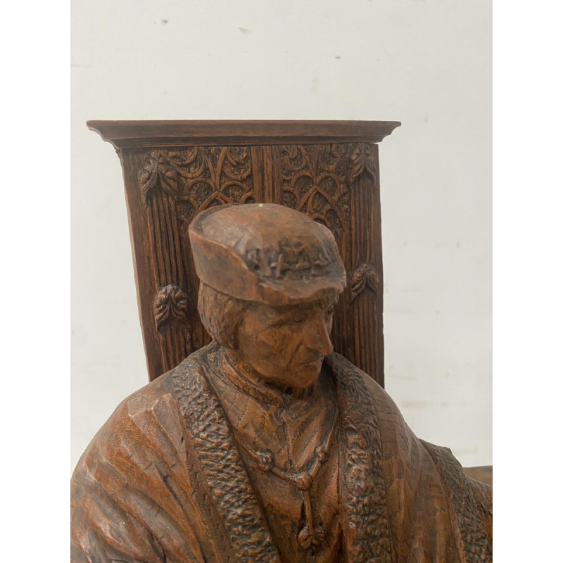 Sculpture représentant deux notables, bois sculpté, XX siècle