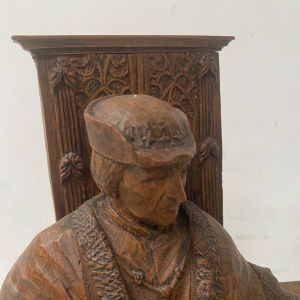 Sculpture depicting two prominent figures, carved wood, 20th century