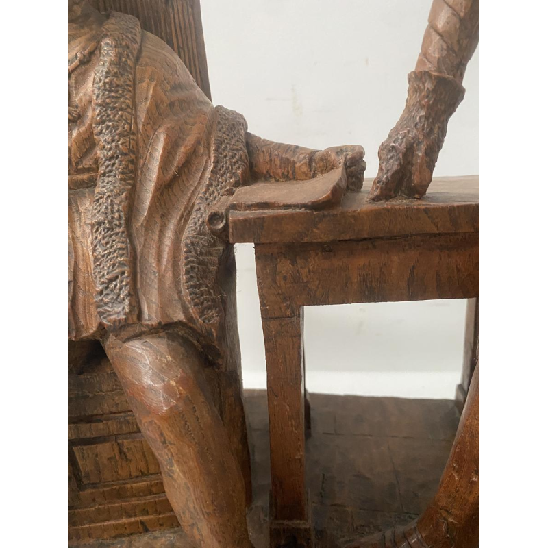 Sculpture depicting two prominent figures, carved wood, 20th century