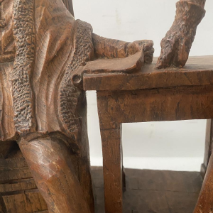 Sculpture représentant deux notables, bois sculpté, XX siècle