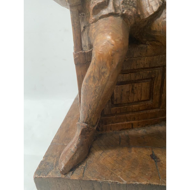 Sculpture représentant deux notables, bois sculpté, XX siècle