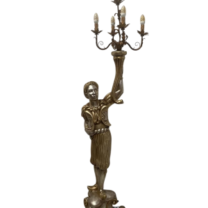 Nubian five-light lamp, silver and gold wood, second half of the 20th century