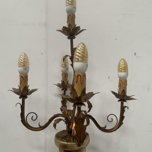 Nubian five-light lamp, silver and gold wood, second half of the 20th century