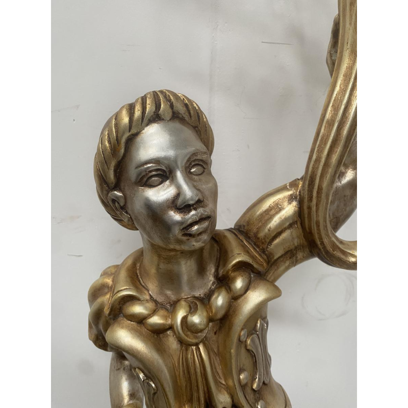 Nubian five-light lamp, silver and gold wood, second half of the 20th century