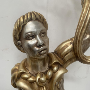 Nubian five-light lamp, silver and gold wood, second half of the 20th century