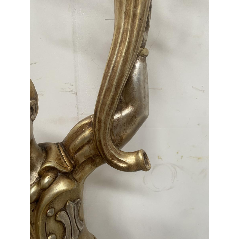 Nubische vijflichtslamp, zilver en goudkleurig hout, tweede helft van de 20e eeuw