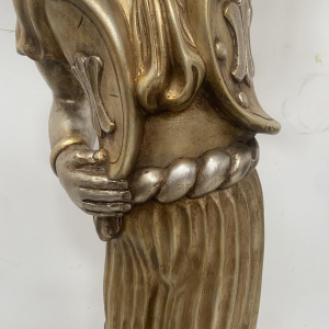 Nubische vijflichtslamp, zilver en goudkleurig hout, tweede helft van de 20e eeuw