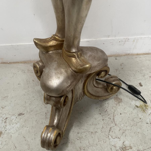 Nubische vijflichtslamp, zilver en goudkleurig hout, tweede helft van de 20e eeuw