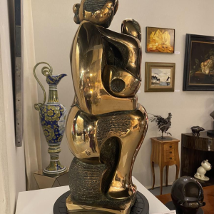 Domenico Colanzi “Maternité“ sculpture en bronze doré, Italie fin XXe s