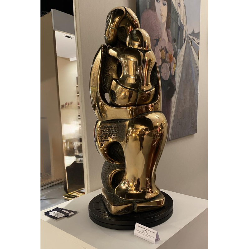 Domenico Colanzi “Moederschap” sculptuur in verguld brons, Italië eind 20e eeuw