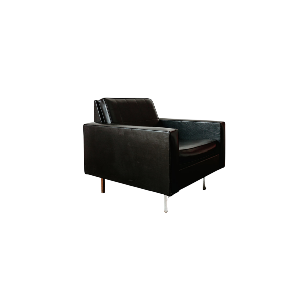 Armchair in black imitation leather, 1960