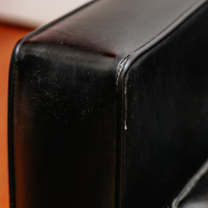 Armchair in black imitation leather, 1960