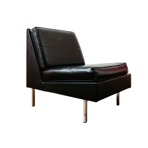 Black vinyl armchair, circa 1960
