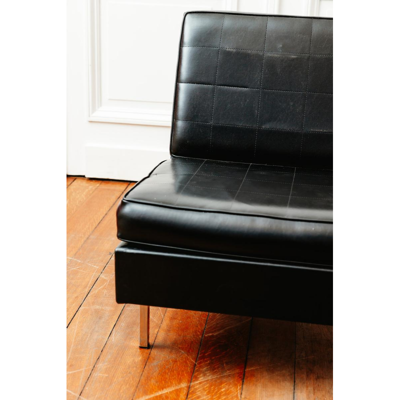Black vinyl armchair, circa 1960