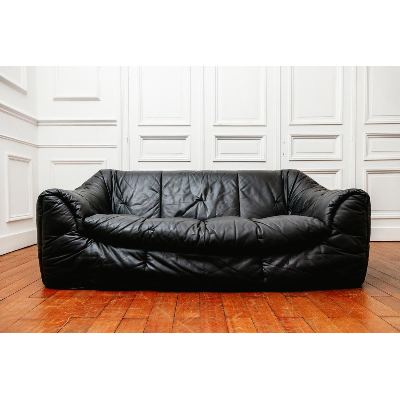 Michel Ducaroy voor Ligne Roset, leren bank in de vorm van een sloep, Frankrijk ca. 1970