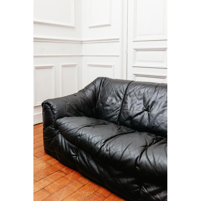 Michel Ducaroy voor Ligne Roset, leren bank in de vorm van een sloep, Frankrijk ca. 1970