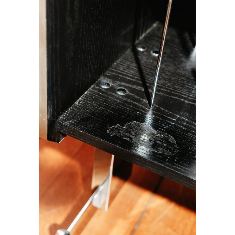 Vintage hi-fi cabinet on casters in black laminated wood, 20th century