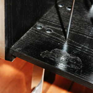 Meuble hi-fi vintage sur roulettes en bois stratifié noir, XXe siècle