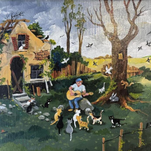 Marie-Louise Batardy “Het leven gaat verder” Naïef schilderij, olieverf op doek