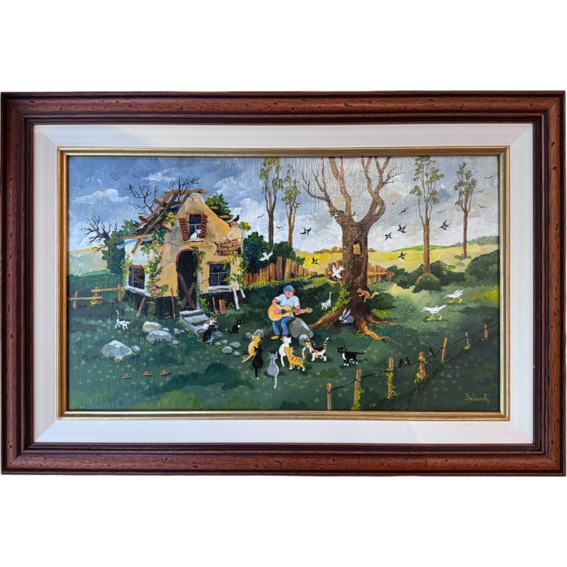 Marie-Louise BATARDY “Life Goes On” Naïve painting, oil on canvas