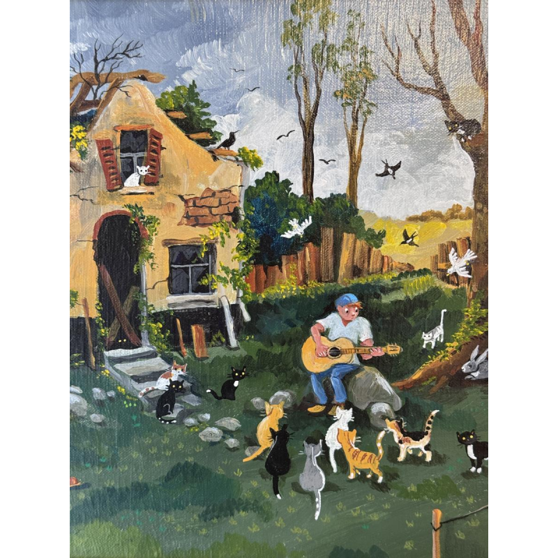 Marie-Louise Batardy “Het leven gaat verder” Naïef schilderij, olieverf op doek