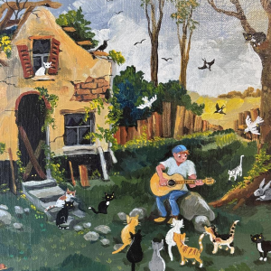 Marie-Louise BATARDY «La vie reprend» tableau Naïf, huile sur toile