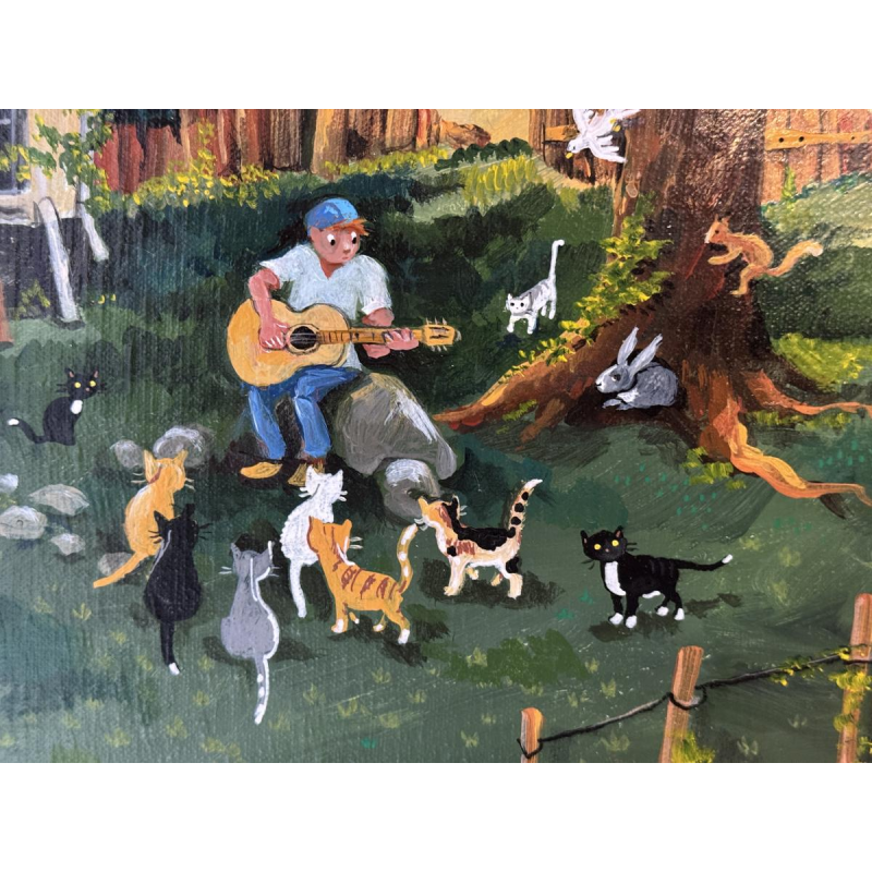 Marie-Louise BATARDY “Life Goes On” Naïve painting, oil on canvas